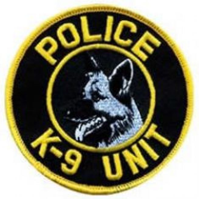 POLICE K-9 UNIT GOLD on BLACK PATCH - SEW ON.
